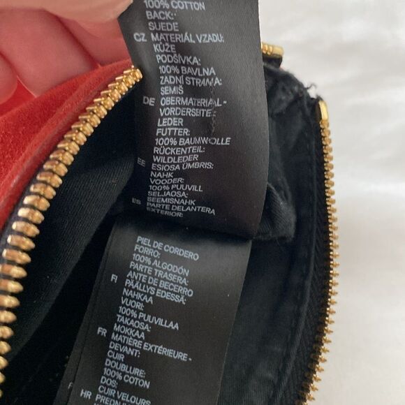 BALMAIN Paris x H & M Black Leather/ Red Suede Zipper Closure Small Bag - Picture 7 of 8